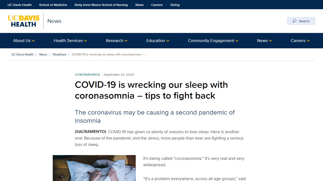 COVID-19 is wrecking our sleep with ... - UC Davis Health